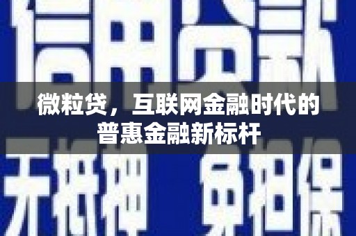 礼县微粒贷，互联网金融时代的普惠金融新标杆