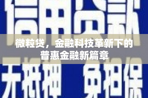 礼县微粒贷，金融科技革新下的普惠金融新篇章