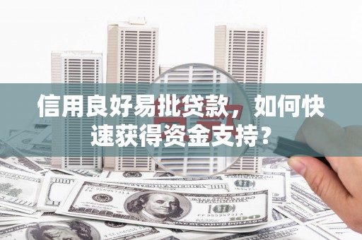 礼县信用良好易批贷款，如何快速获得资金支持？