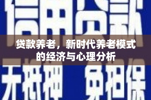 礼县贷款养老，新时代养老模式的经济与心理分析