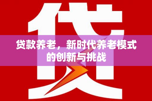 礼县贷款养老，新时代养老模式的创新与挑战