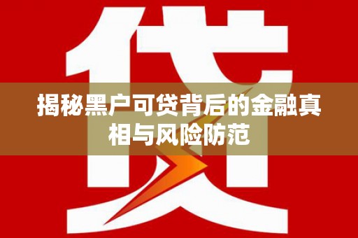 礼县揭秘黑户可贷背后的金融真相与风险防范