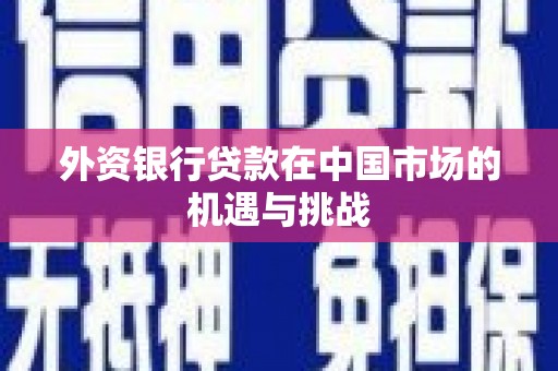 礼县外资银行贷款在中国市场的机遇与挑战