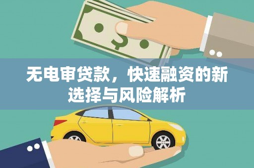 礼县无电审贷款，快速融资的新选择与风险解析