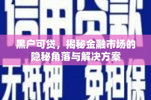 礼县黑户可贷，揭秘金融市场的隐秘角落与解决方案