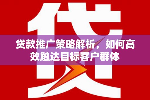 礼县贷款推广策略解析，如何高效触达目标客户群体