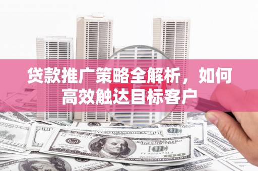 礼县贷款推广策略全解析，如何高效触达目标客户