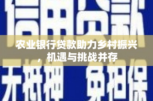 礼县农业银行贷款助力乡村振兴，机遇与挑战并存