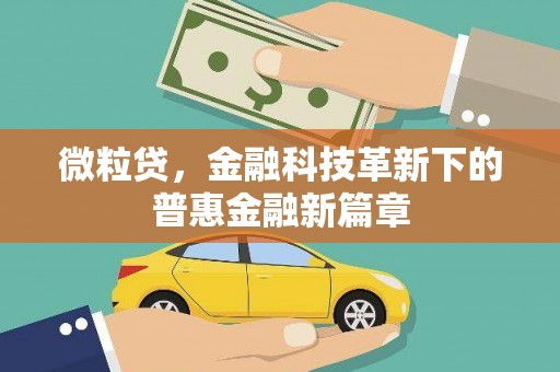 礼县微粒贷，金融科技革新下的普惠金融新篇章