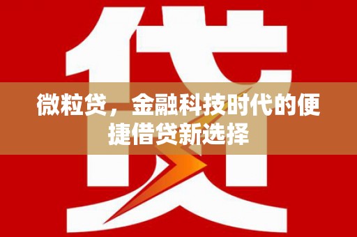礼县微粒贷，金融科技时代的便捷借贷新选择